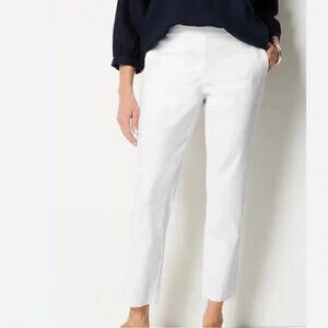J.Jill Linen Stretch White Linen Blend Pull On Ankle Pants - Women's Medium